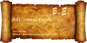 Bársony Ernő névjegykártya